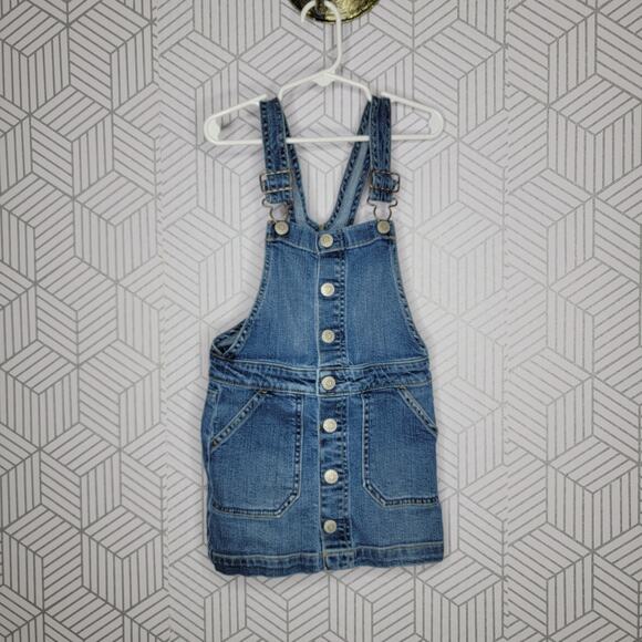 Cat & Jack blue jean skirtall bib overall dress Sz 4/5 - Picture 1 of 8